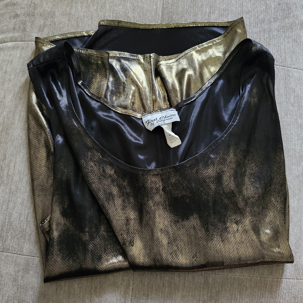 Elegant Metallic Black and Gold Shirt by First Choice